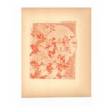 Art Nouveau engraving 1896 - Chrysanthemums and Japanese scene by G. Fraipont