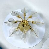 Italian Modern pair of brass ceiling lamps by Zero Quattro. 1970s