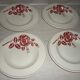 Set of 6 old hollow plates in beige and red earthenware