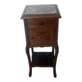Nightstand / side table in wood and marble, late 19th century.