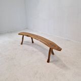 Banc en tronc d'arbre en bois, France 1960