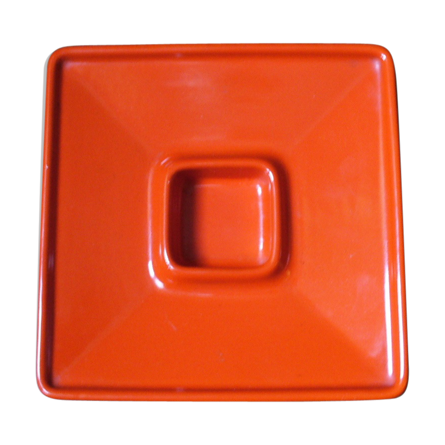 Ashtray orange ceramic by Angelo Mangiarotti for F.lli Brambilla 1968