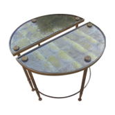 Paire de bouts de canapé, bronze doré et verre années 50