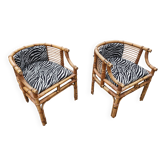 Paire de fauteuils Mid Century, forme fer à cheval, Italie années 1950