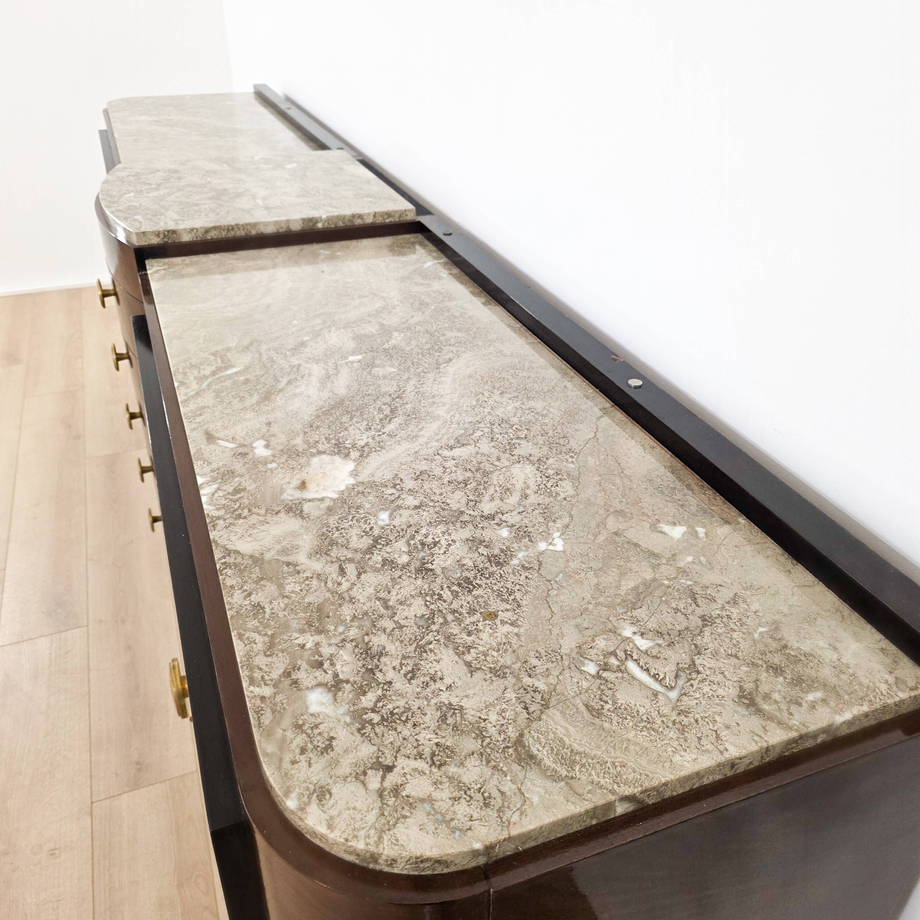 Art Deco sideboard in solid wood and marble