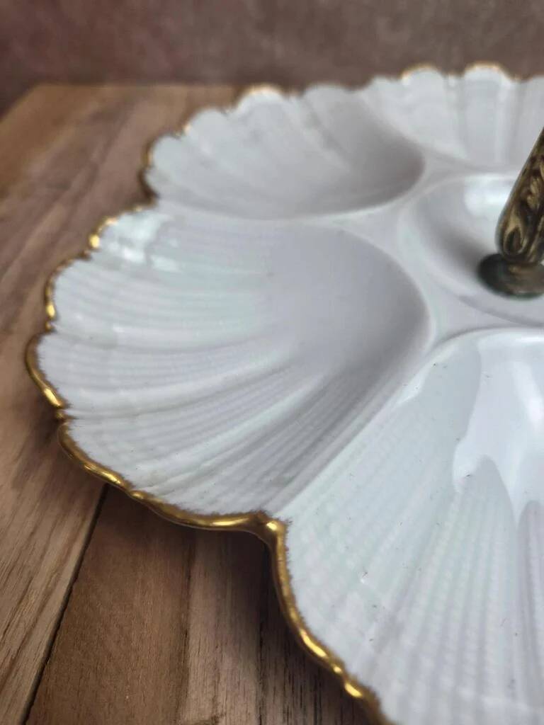 Servant Limoges Ribes – Gilded porcelain 6 shells