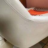 70s set of tulip-legged armchair and stool