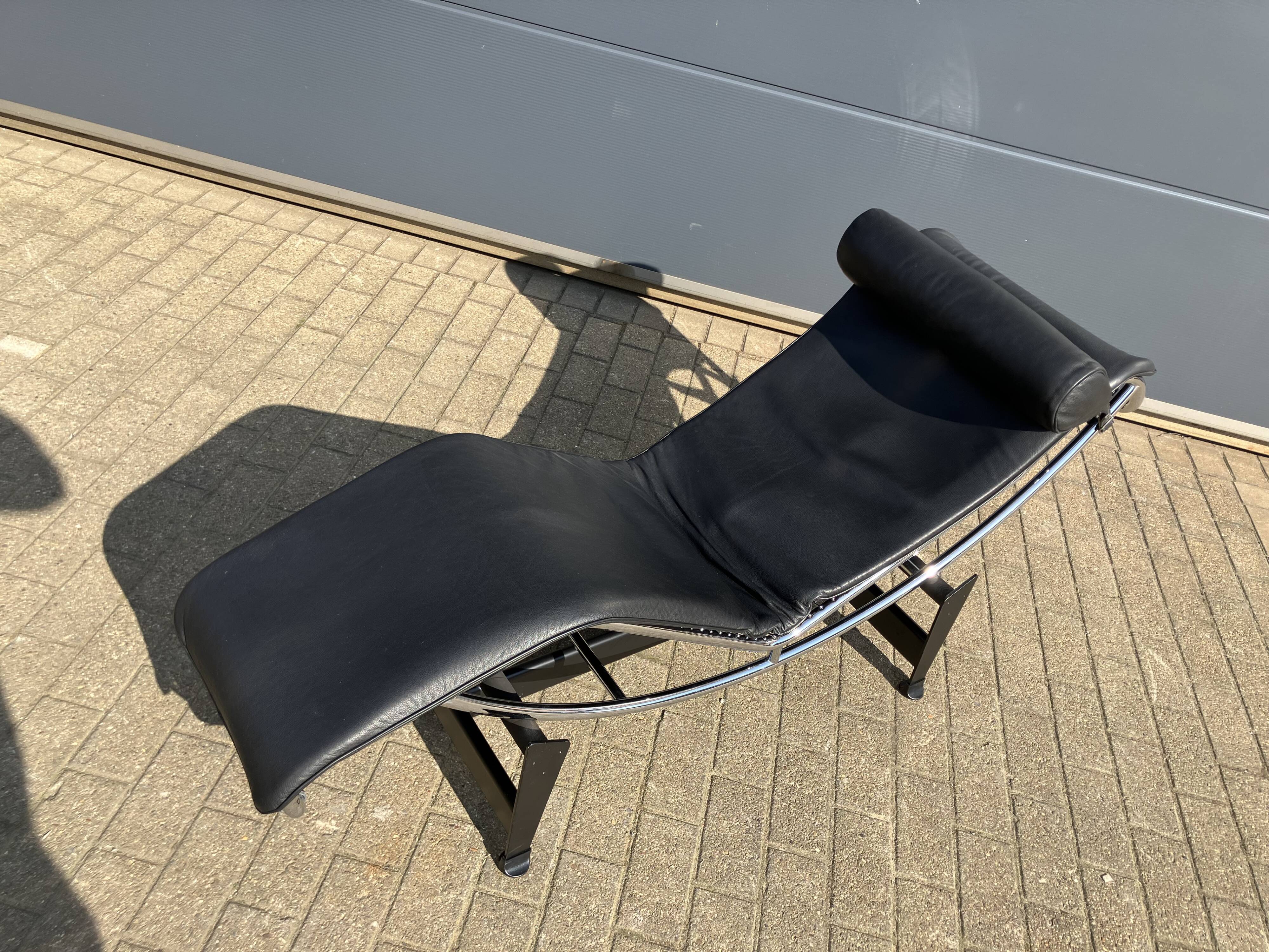 3x Original Cassina Le Corbusier Lc4 Black/chrome, New!