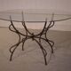 Table piètement en fer forgé pliant et plateau en verre intérieur/extérieur