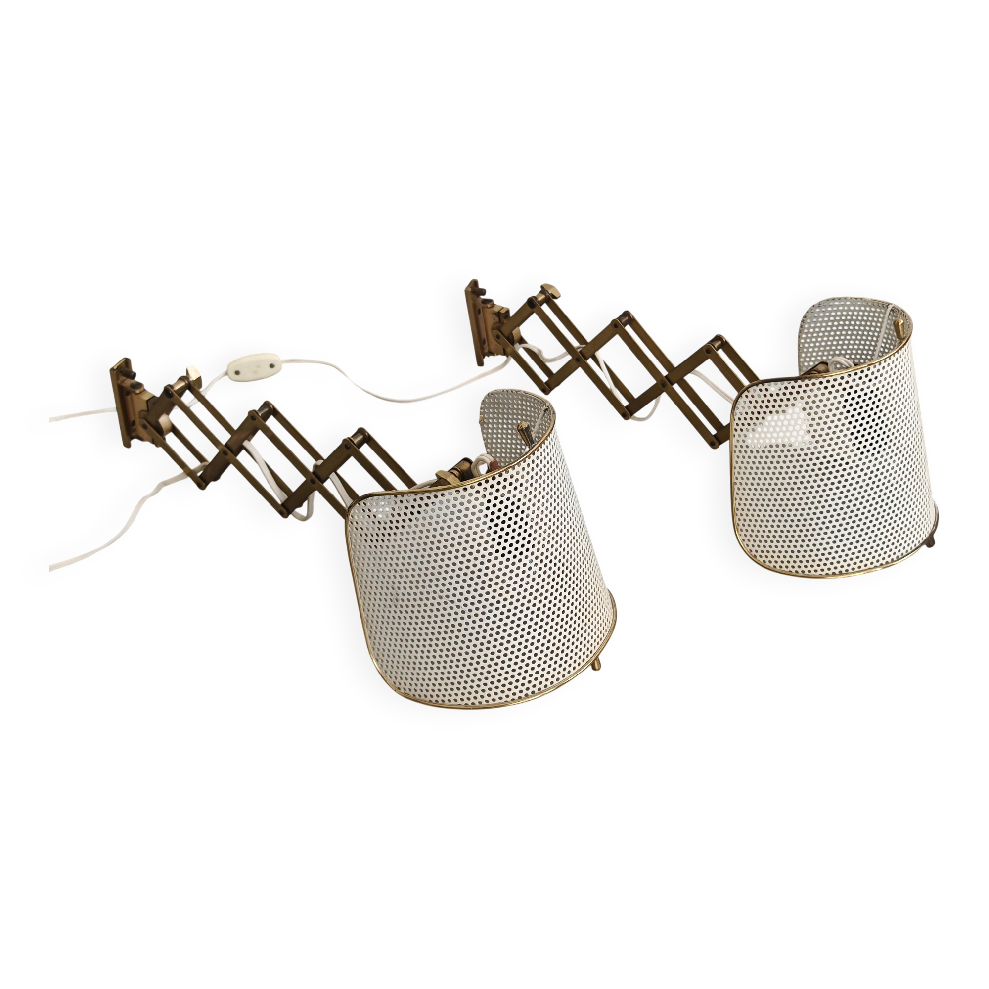 Pair of adjustable scissor wall lamps Mid Century Modern by Alfred Müller for AMBA
