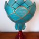 Lampe en céramique et nacre bleue vintage