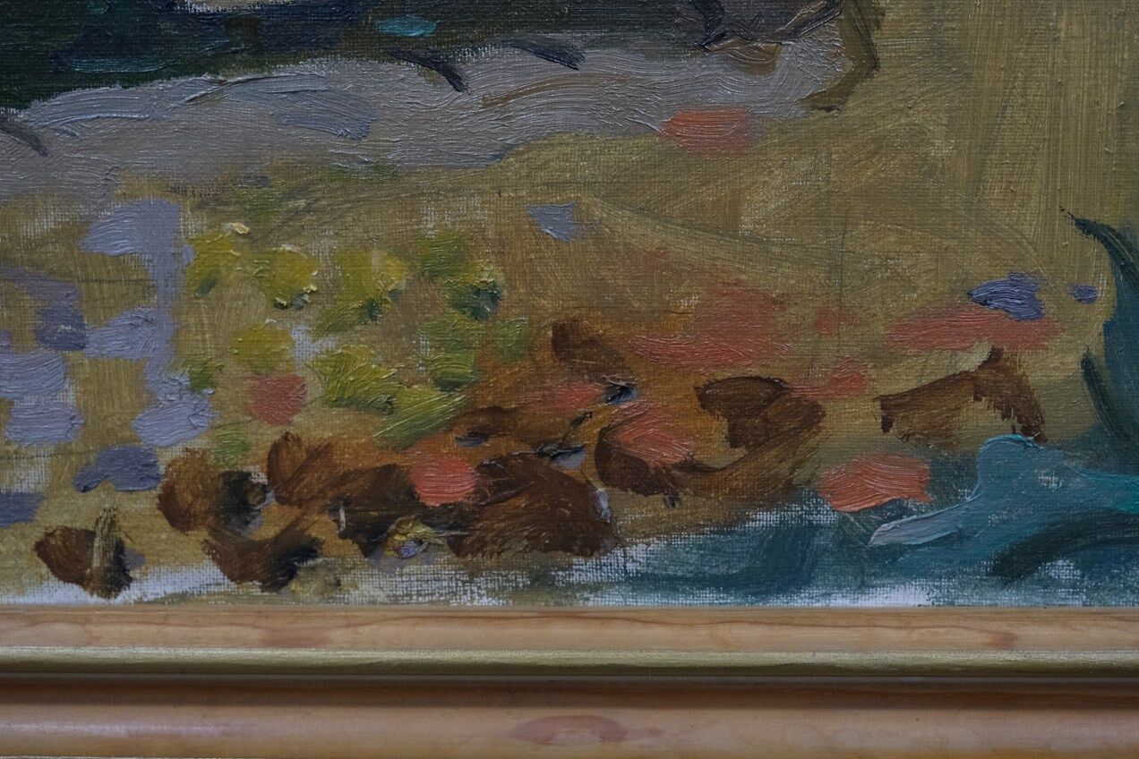 eva holmberg-jacobsson, swedish modern painting, 1960s, oil on canvas