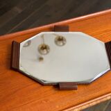 Vintage art deco design serving tray - teak and mirror - 1940s