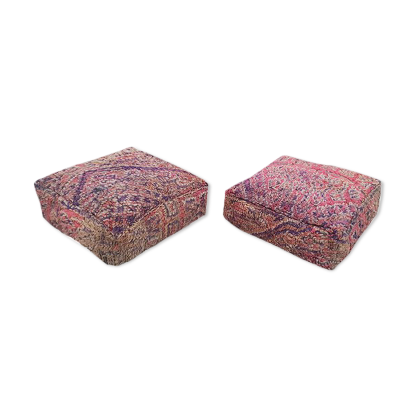 Ensemble de 2 poufs marocains en tapis