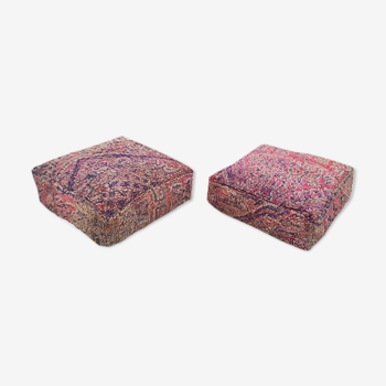 Set of 2 Moroccan poufs in carpets