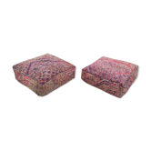 Ensemble de 2 poufs marocains en tapis