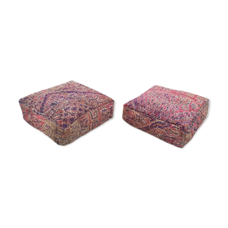 Ensemble de 2 poufs marocains en tapis