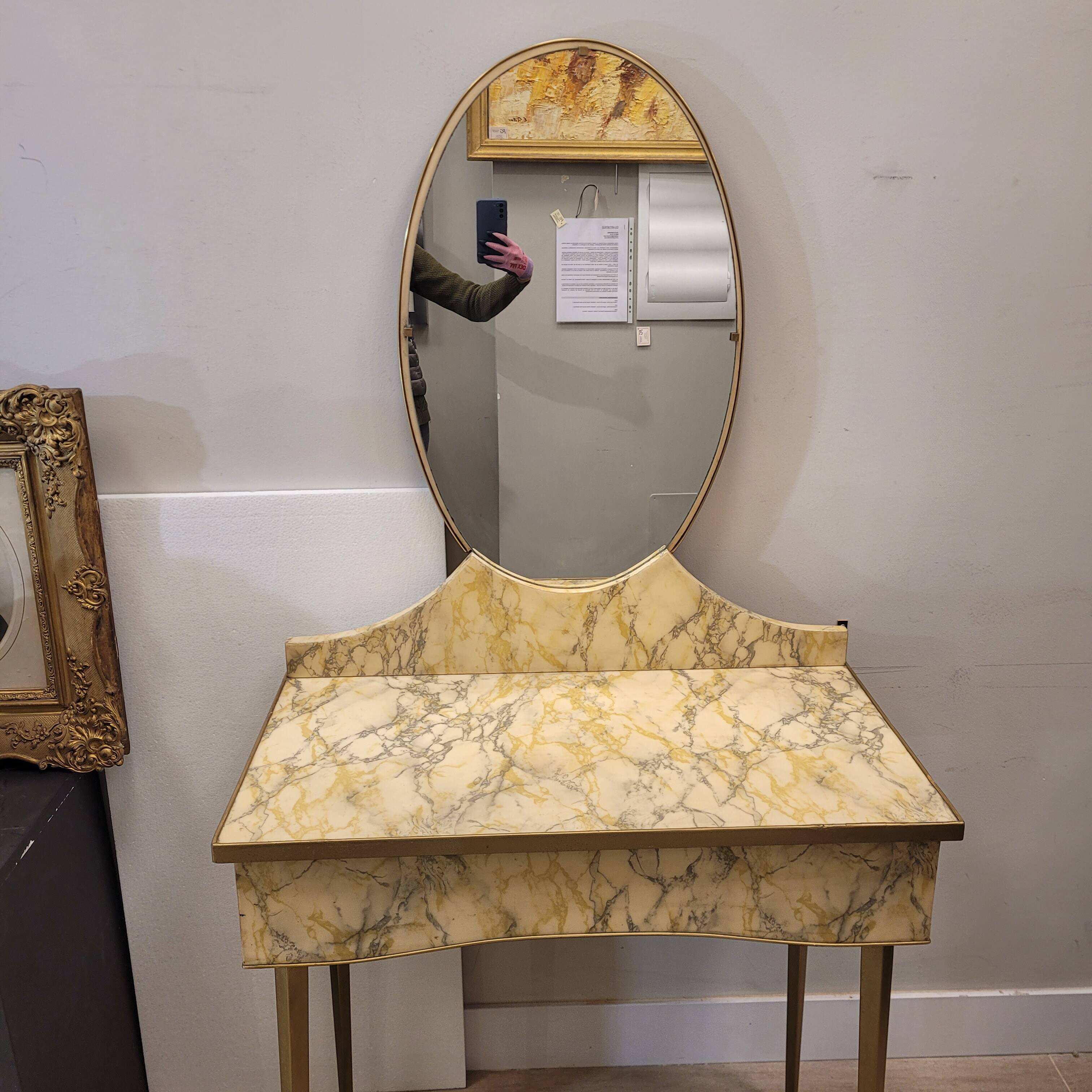 Coiffeuse Art Déco en bois, Italie années 1950