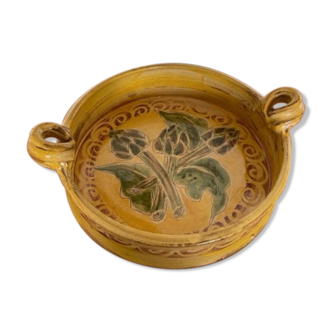 Provençal glazed ceramic dish, artichoke pattern; potter nathalie hubert st quentin la poterie