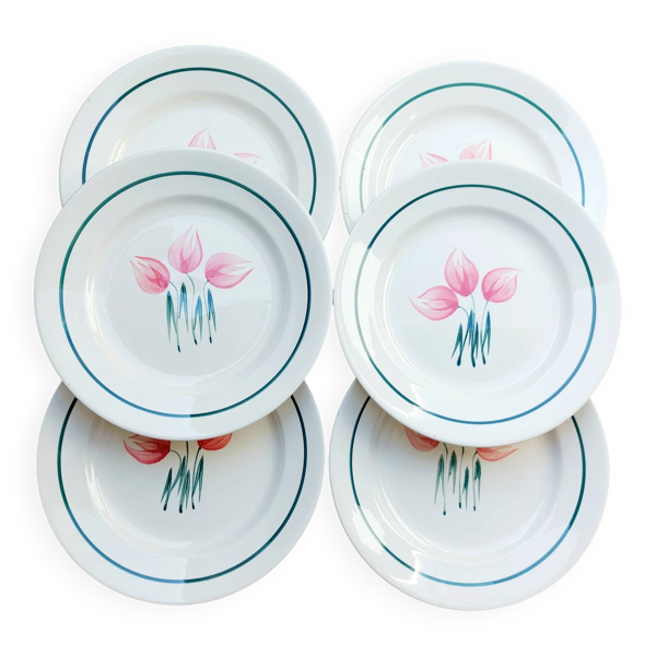 Assiettes plates Givors Faïencerie Nouvelle Flora