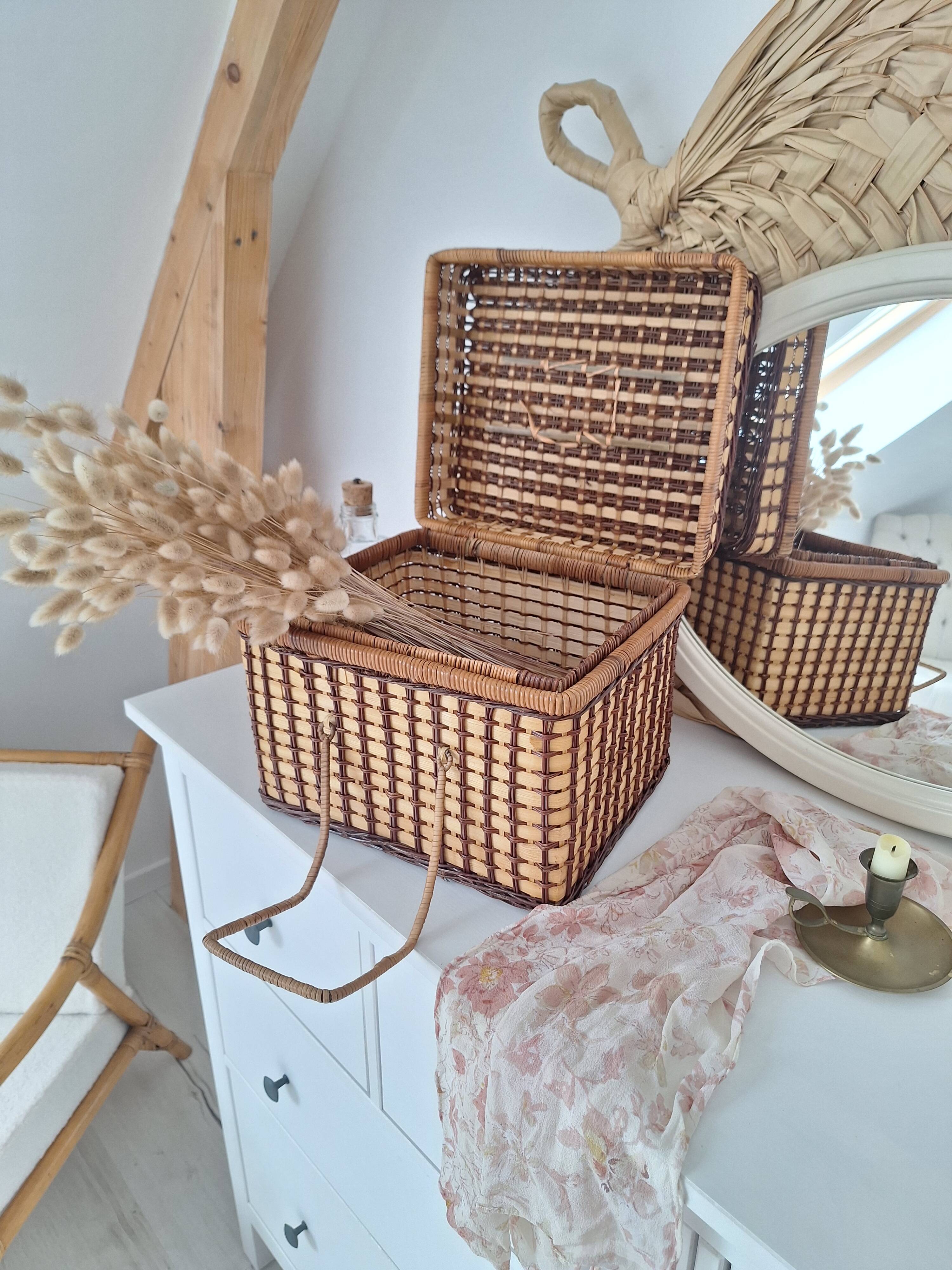 Vintage wicker suitcase