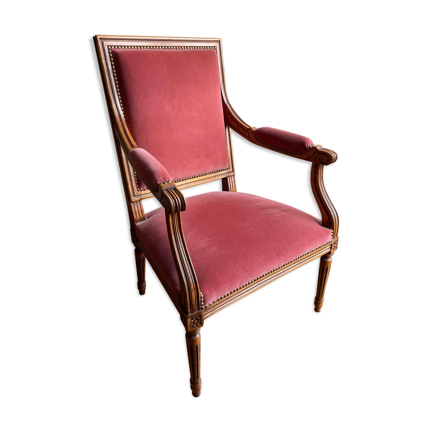 Pink velvet armchair