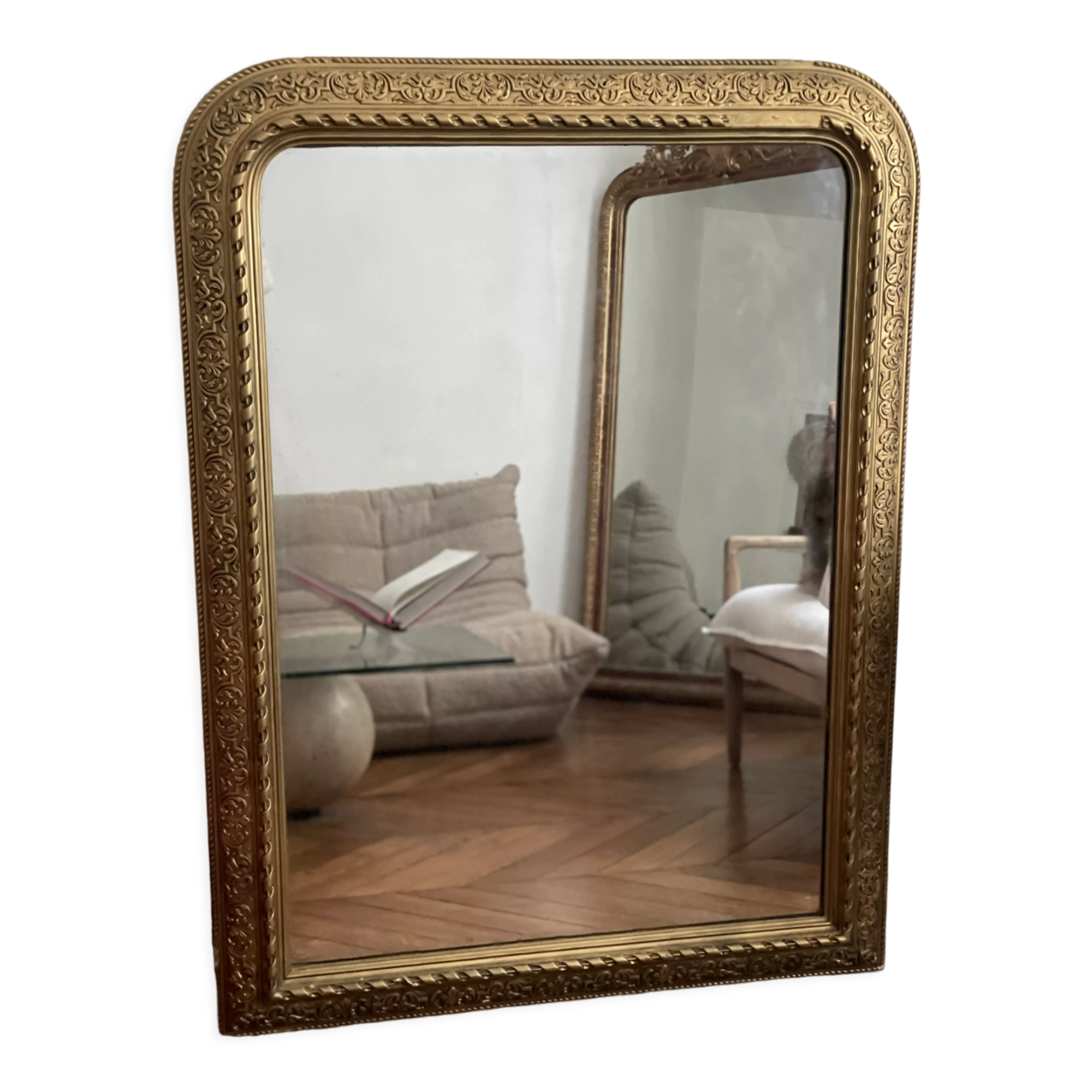 Old mirror louis Philippe gilded carved fireplace