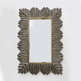 Pair of Mid Century Modern Italian Brass and Leaf Murano Glass Wall Mirrors