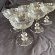 6 Art Deco crystal champagne coupes.