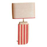 Hepburn lamp in linen and red stoneware