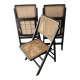 3 chaises pliantes en rotin de style mid-century moderne