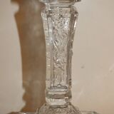 19th century candlestick in molded glass decorated with roses and lions