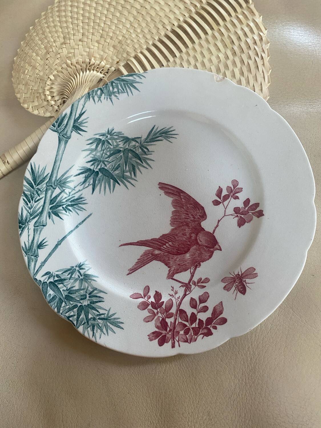 Longwy ironstone flat plate, Birds pattern