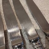 4 table knives with silver-plated metal handles, silversmith Christofle Malmaison