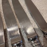 4 table knives with silver-plated metal handles, silversmith Christofle Malmaison
