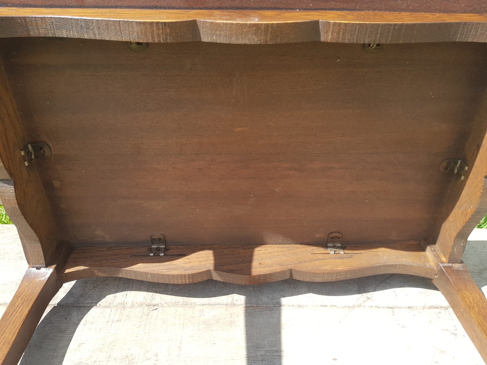 Former table low style Louis XV marquetry wood feet curved vintage