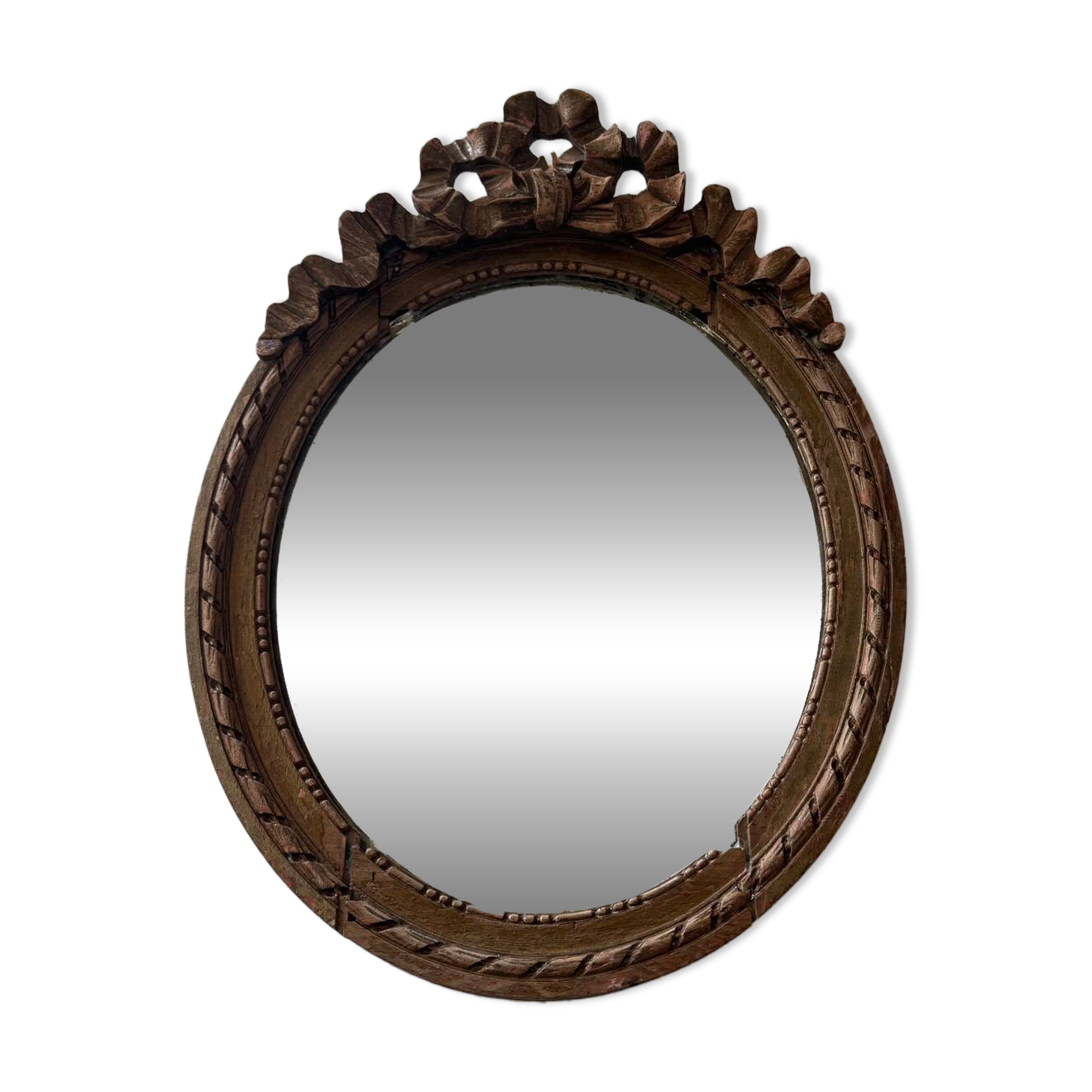Antique Louis XVI oval knot mirror