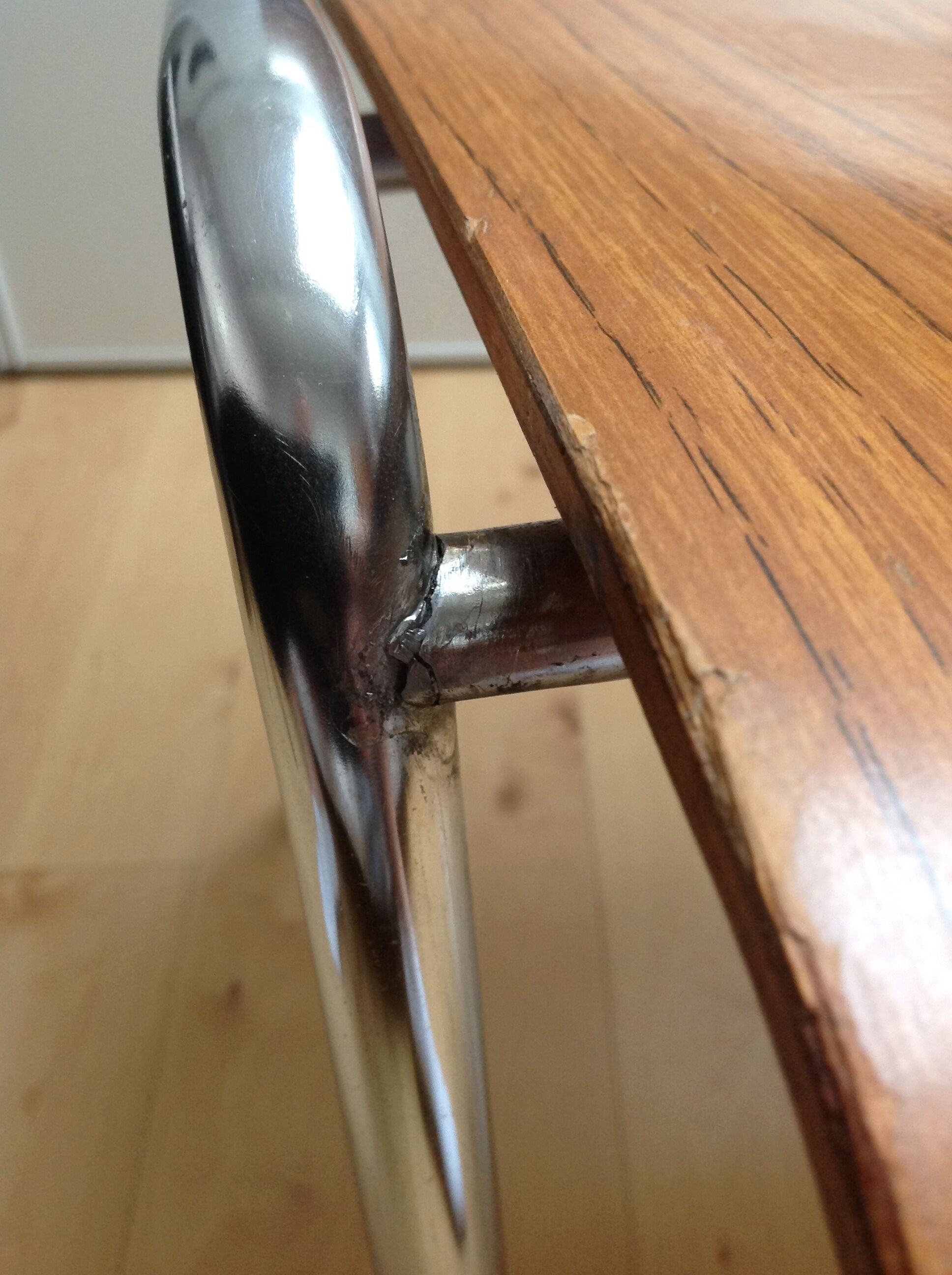 Multiplied wooden chair and chrome feet, vintage 60/70s