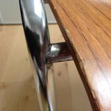 Multiplied wooden chair and chrome feet, vintage 60/70s