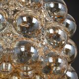Large amber bubble glass pendant light by Helena Tynell for Limburg, Germany, 1970s.
