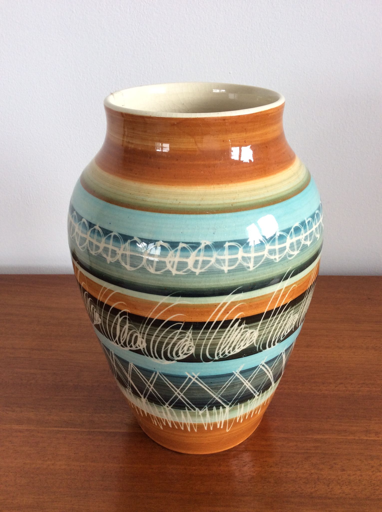 Vase vintage en céramique signé Rumney Wales