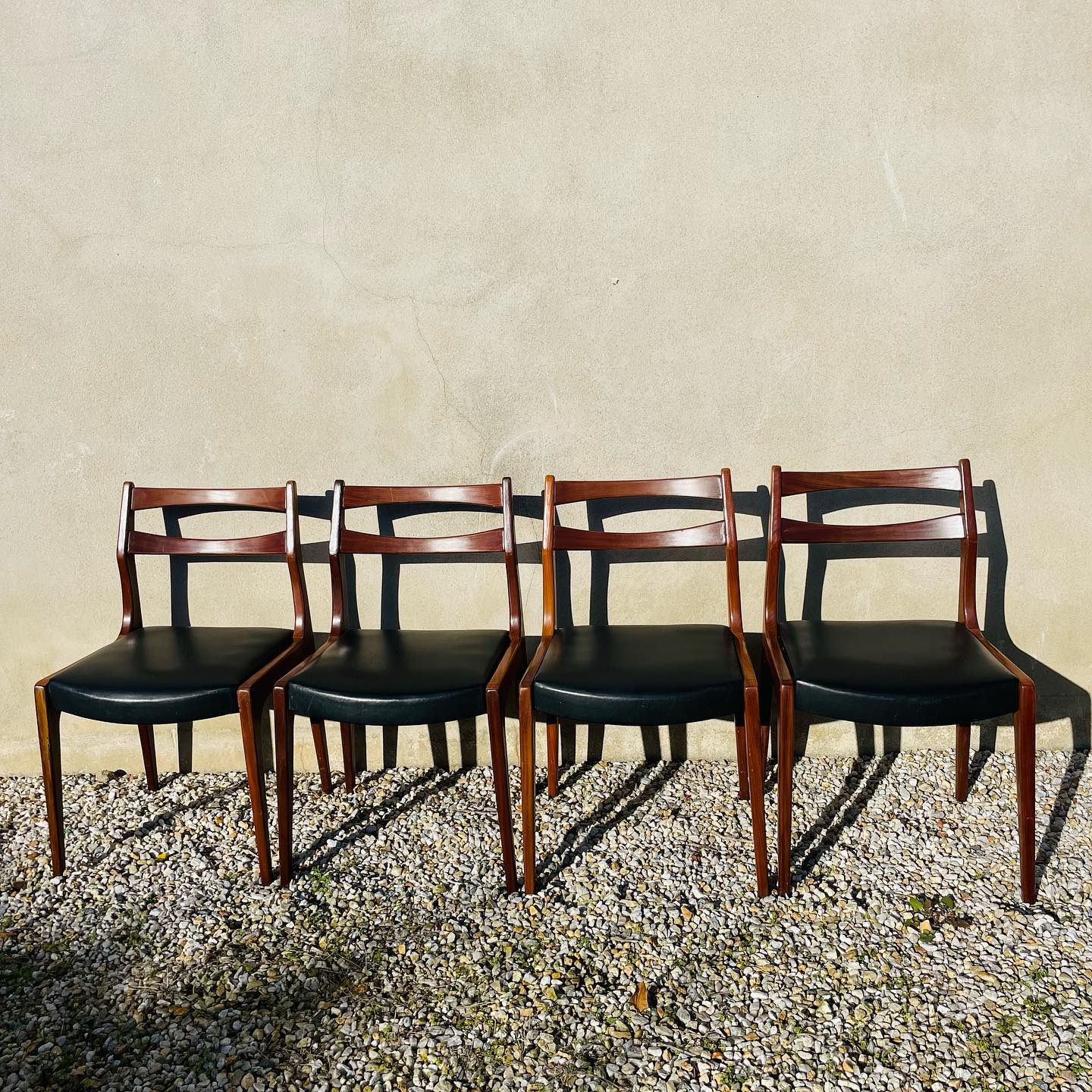 Series of 4 Danish solid teak chairs