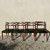 Series of 4 Danish solid teak chairs
