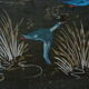 Table basse décor oiseaux bleus, années 60-70