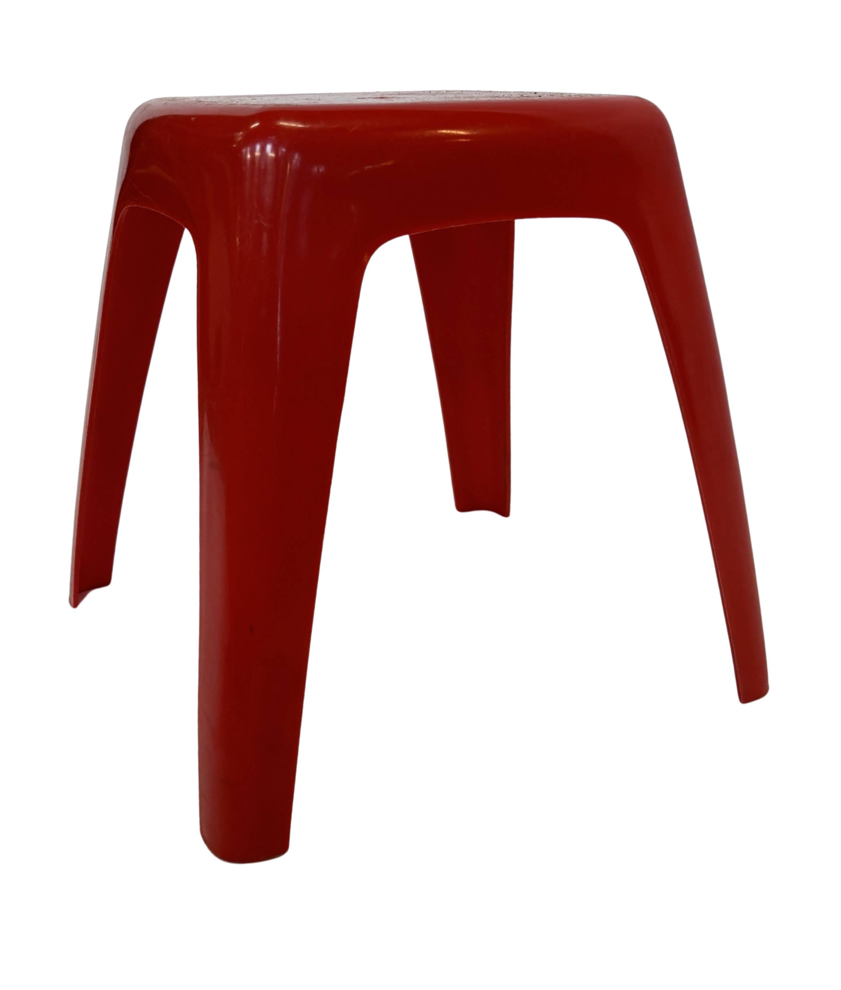 Vintage Space age plastic stool table mid century red plant stand