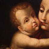Antique religious painting Madonna and Child from the 18th century