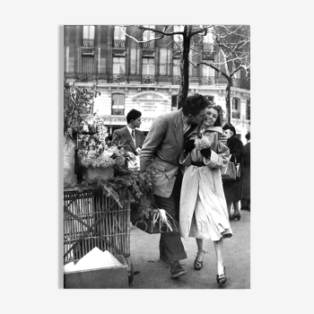 Photographie, "Les jonquilles" Paris, 1954  /  Hommage à Robert Doisneau   / 15 x 20 cm  /  N&B