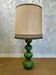 Green ceramic sun lamp/table, Kaiser Leuchten, Germany, 1960s elegance.