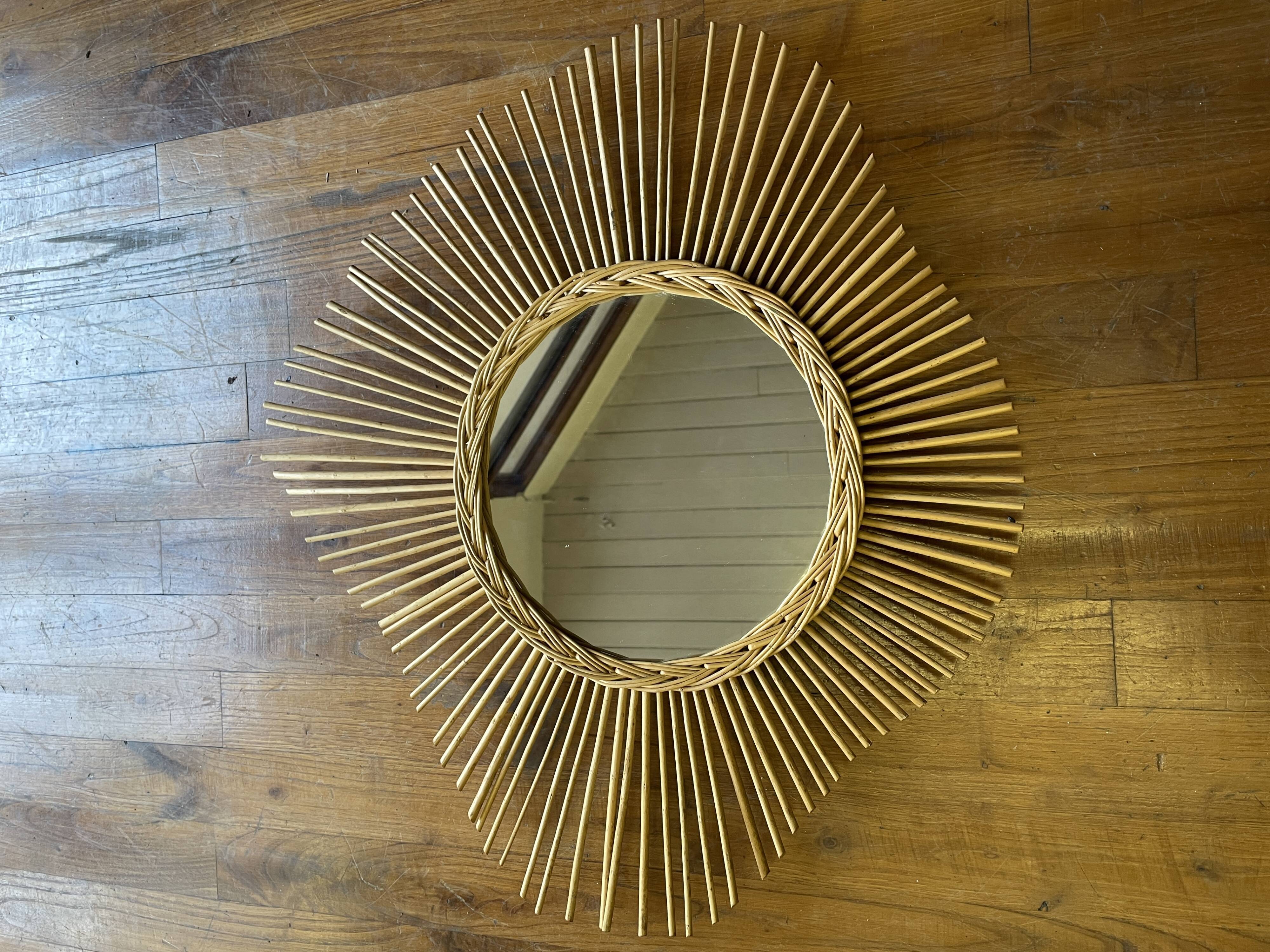 Rattan sun mirror 70s