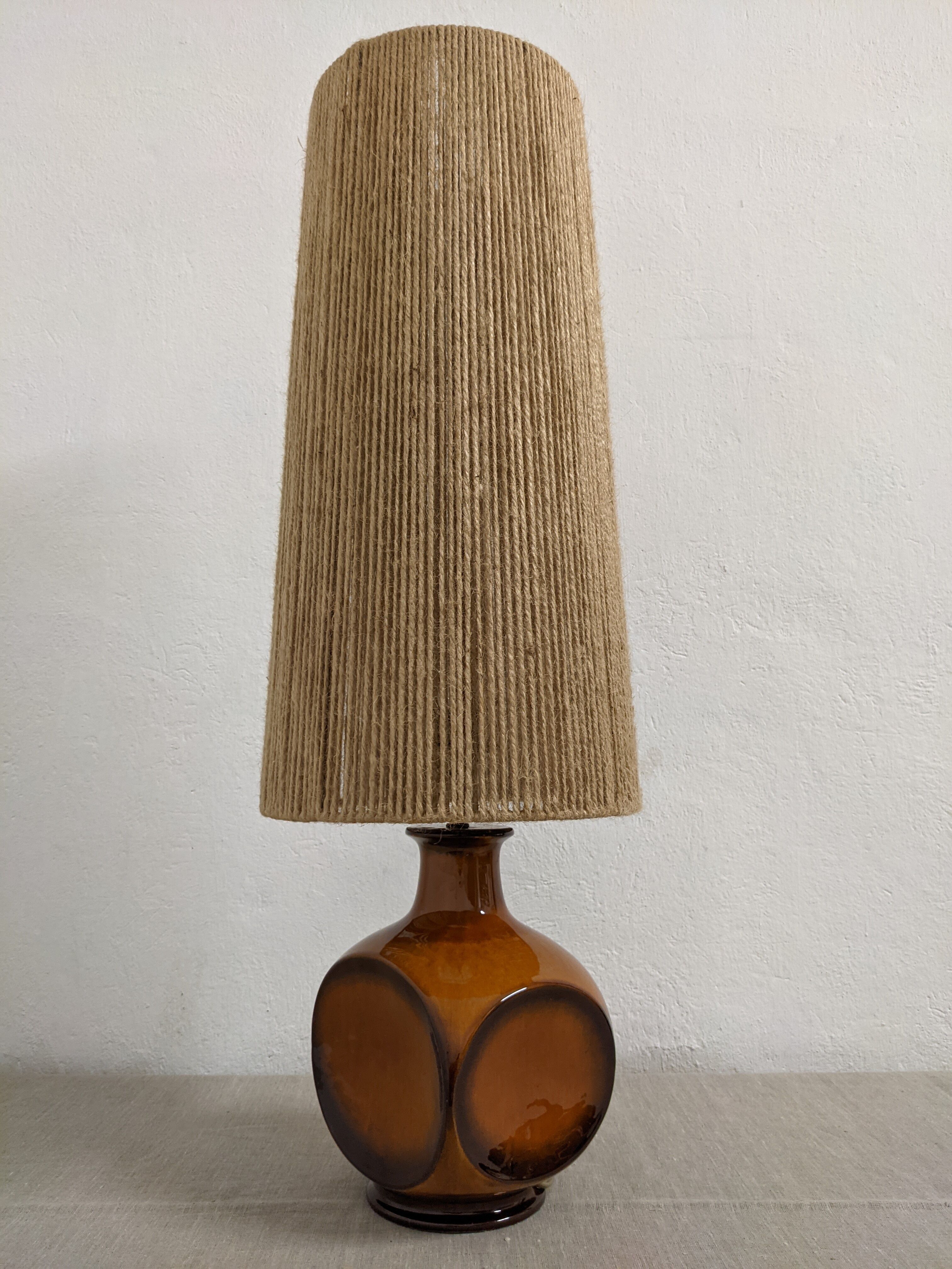 Vintage ceramic lamp and jute rope